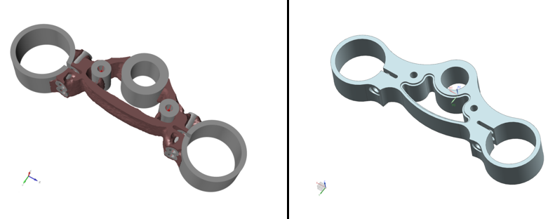 Topologieoptimierte CAD-Gabelbrücke für die AJP PR7